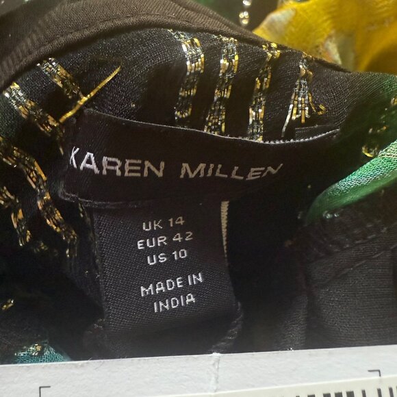 Karen Millen Size 10 NEW Green Metallic Iridescent Long Sleeve Column Midi Dress - Picture 9 of 16